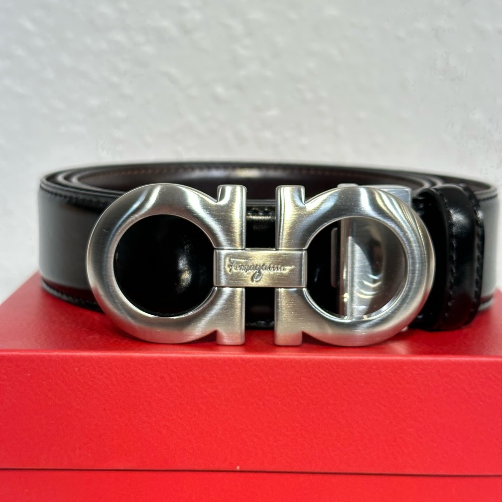 Brand New Ferragamo Reversible Black And Brown Unisex Belts - Picture 3 of 8